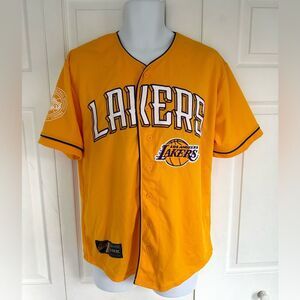 Los Angeles Lakers Jersey Button Up Short Sleeve Shirt NBA 48 UNK Medium